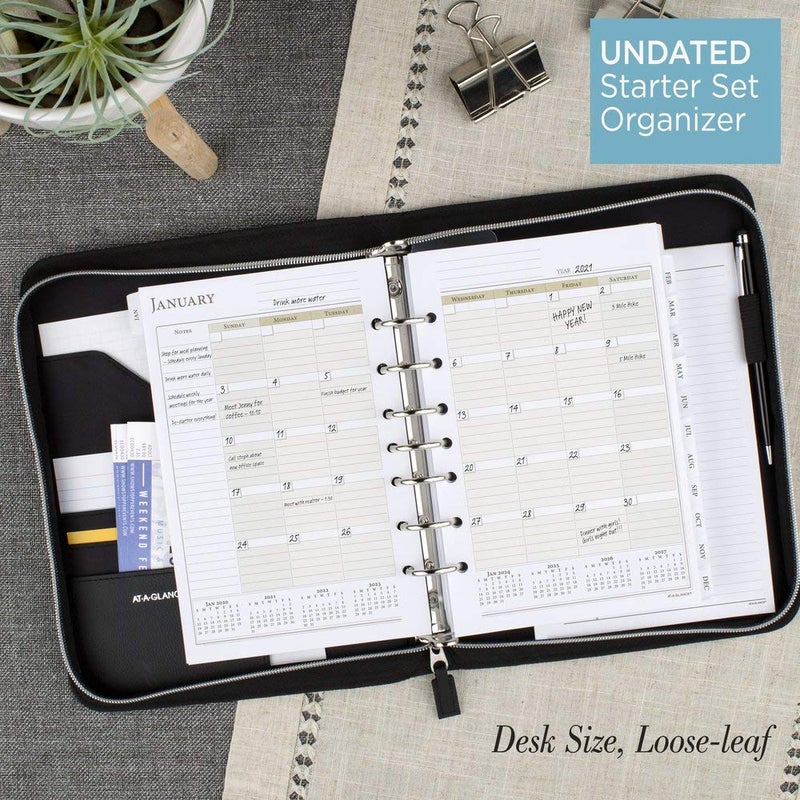 AT-A-GLANCE Textured Faux Leather Undated Starter Set, Desk Size, Black (031-0340-05) - Image 2